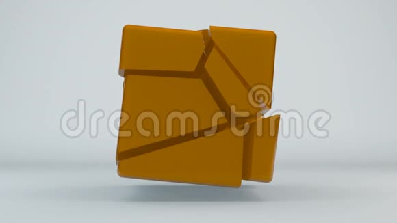 位移橙色立方体抽象无缝环背景视频的预览图