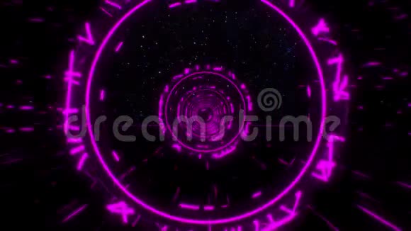 3D紫红色科幻星门隧道VJ环路运动背景视频的预览图