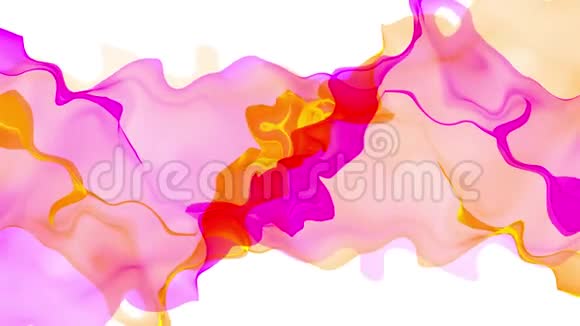 数码湍流颜料喷溅烟云软抽象背景黄粉新品质缤纷欢乐视频的预览图