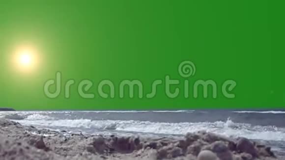 绿色背景下的海洋动画日落视频的预览图