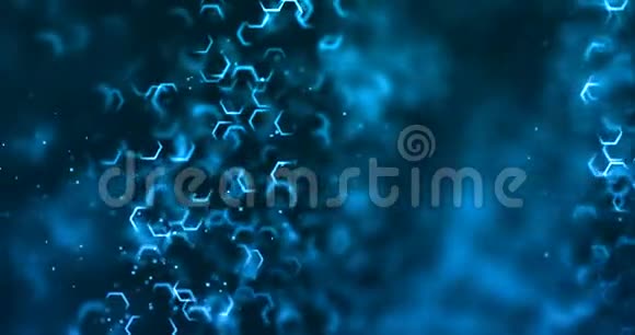 摘要三维渲染框架数字闪光蓝色粒子形状蓝色背景流动新技术视频的预览图
