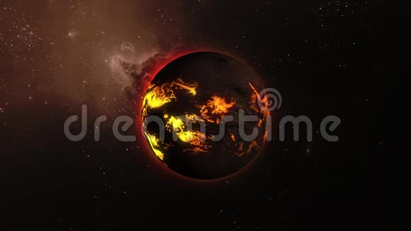 具有熔岩流的恒星在空间表面的三维动画视频的预览图