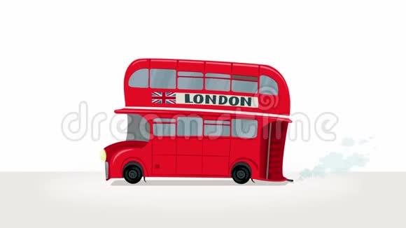 2D动画红色伦敦巴士视频的预览图
