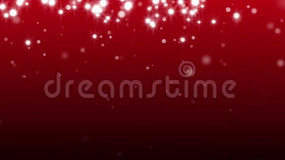 红色的圣诞相框冬天的卡片上有发光的雪花星星和雪计算机生成的无缝循环抽象背景视频的预览图