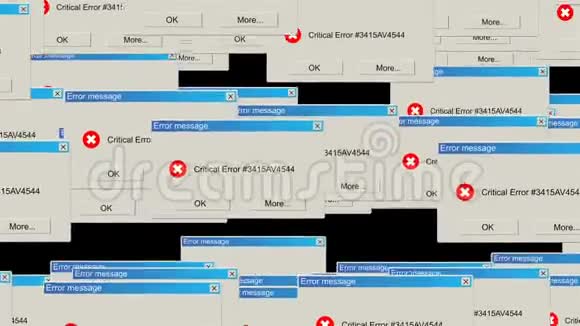 许多窗口具有关键错误通知问题警告背景计算机生成的抽象背景3d视频的预览图