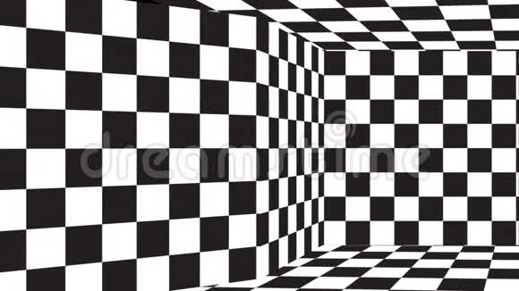 移动无缝背景棋盘图案透视黑白几何设计视频的预览图