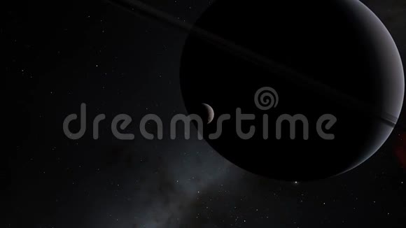 旋转土星和月球三维动画视频的预览图