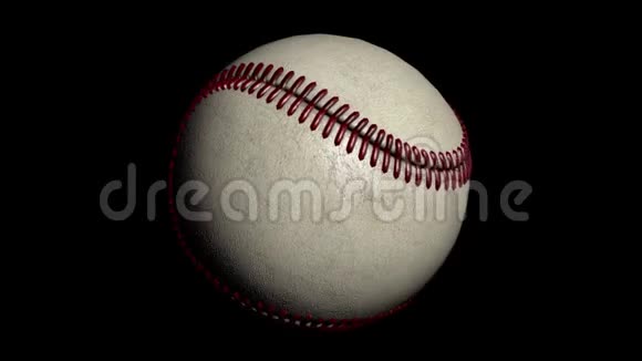 棒球在黑色背景上旋转无缝环棒球球动画视频的预览图