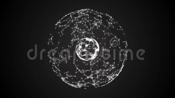 黑色背景上的抽象的未来主义的球体普莱克斯数字背景视频的预览图