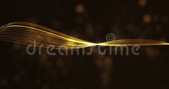 抽象圣诞数字金色闪光闪耀金色粒子波浪线形状黑色背景流动视频的预览图
