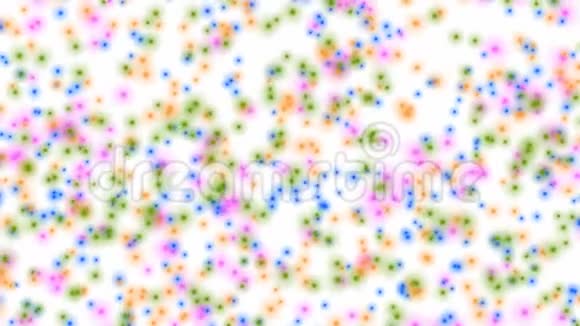模糊的五彩点在白色的背景上慢慢游动彩色微生物的无缝动画视频的预览图