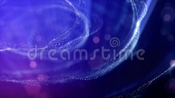 蓝环缩影或空间无缝的镜头与美丽的光效辉光三维循环抽象动画视频的预览图