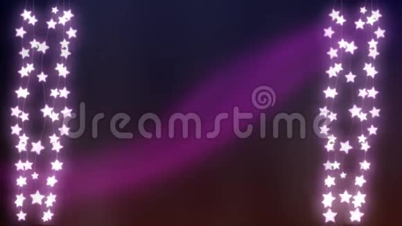 紫色背景上闪烁着一串串的仙灯视频的预览图