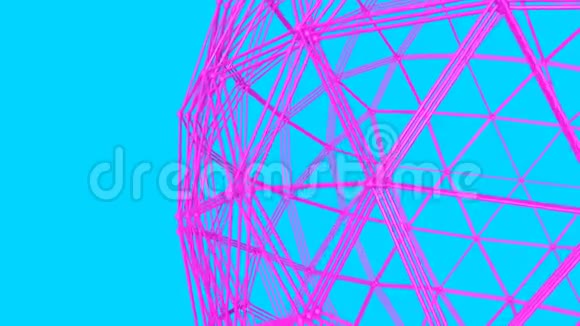 紫色球体框架在一块绿松石上慢慢旋转3D渲染视频的预览图