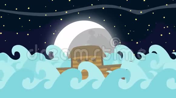 诺亚方舟星际之夜漂浮在海中视频的预览图