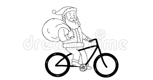 圣诞老人骑自行车绘画2D动画视频的预览图