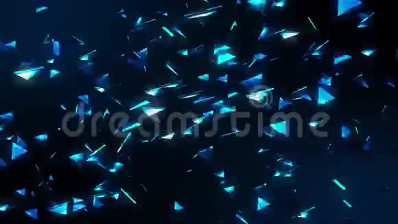 3D蓝飞抽象三角形循环运动背景视频的预览图