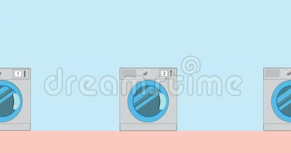 工业洗衣机洗衣店洗衣机2D卡通动画4K视频的预览图