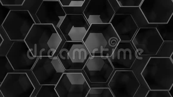 黑色六边形背景3D渲染视频的预览图