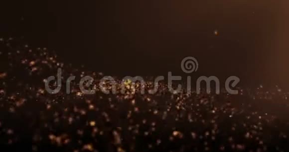 圣诞节金光闪闪的粒子流动模糊的波克循环在黑色背景与金色暖光耀斑假日视频的预览图