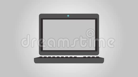 笔记本电脑与齿轮工作高清动画视频的预览图