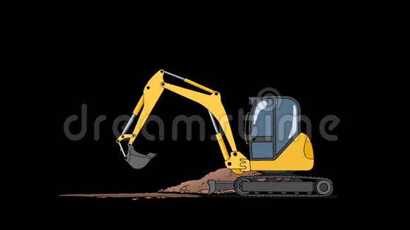 工业挖掘机挖洞阿尔法频道动画视频的预览图