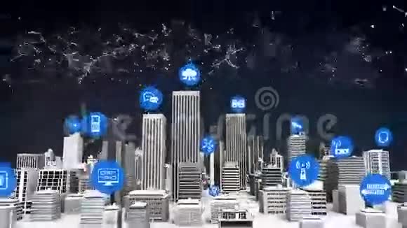 物联网传感器图标上的智能城市连接网格类型互联网的概念视频的预览图