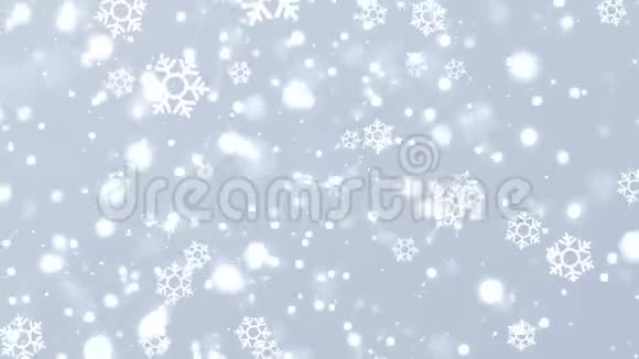 圣诞背景有闪闪发光的粒子雪花和星星白色的主题循环视频的预览图