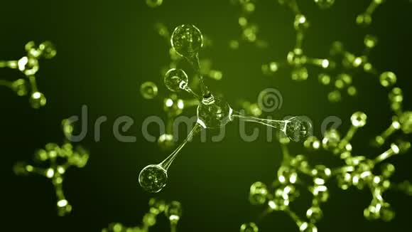 绿色玻璃分子模型循环三维动画视频的预览图