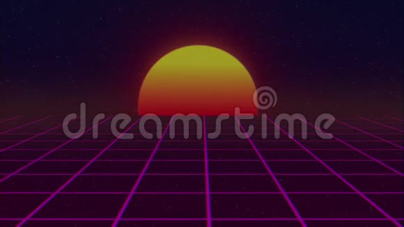 复古80年代风格的格子太阳明星老电视屏幕动画背景新独特的复古美丽的动态欢乐的多彩视频的预览图