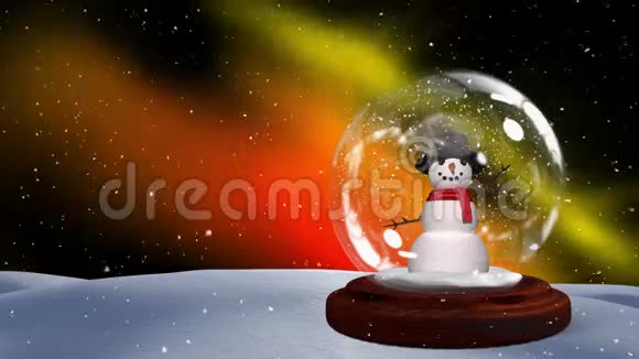 雪人情侣在雪地上的圣诞动画视频的预览图
