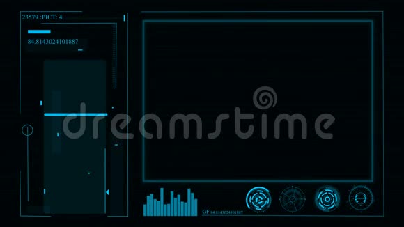 哈德用户界面和未来主义的仪器面板与屏幕投影仪视频的预览图