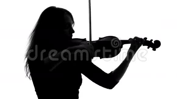 拉小提琴的女孩剪影视频的预览图