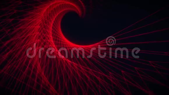 3D红色线框螺旋网格环形运动背景视频的预览图