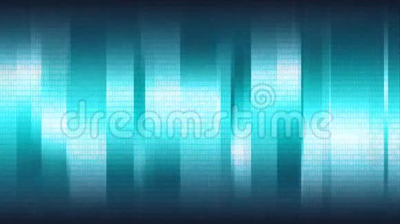 蓝色抽象背景垂直闪光条纹和数字二进制阵列无缝环路视频的预览图