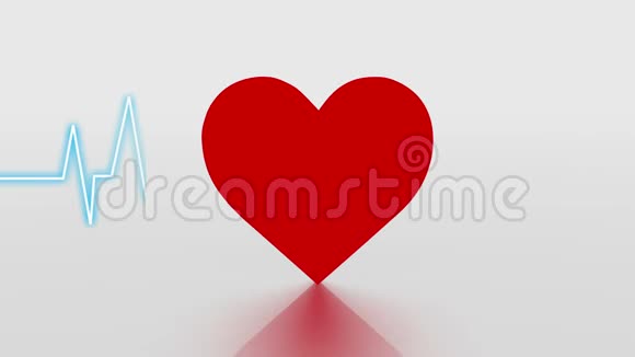 心脏搏动心电图背景红色心脏监测EKG心电图脉搏视频的预览图