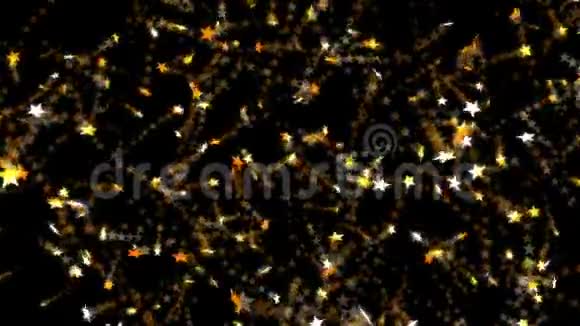 旋转的金色五彩纸屑的动画形状的星星视频的预览图