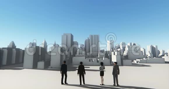 商务人士俯瞰抽象的城市建筑商业帝国视频的预览图