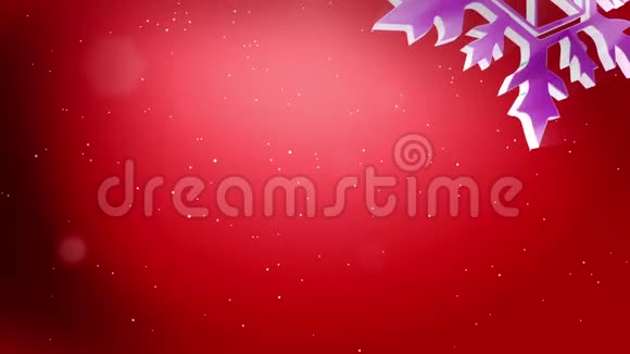 美丽的三维雪花漂浮在空气中的红色背景用作圣诞节新年贺卡或冬季主题或视频的预览图