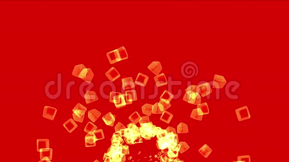 抽象玻璃盒背景火焰烟花颗粒几何爆炸视频的预览图