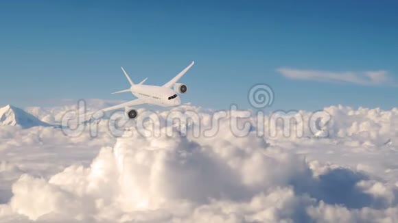 商务飞机在飞行中飞机在云上飞行视频的预览图