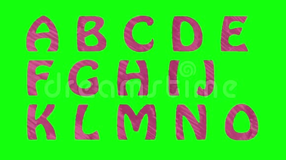 动画标记绘制字体隔离在色度键绿色屏幕背景动画所有字母标点符号和视频的预览图