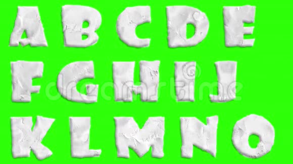 动画粘土字体隔离在色度键绿色屏幕背景动画所有字母标点符号和数字新的视频的预览图