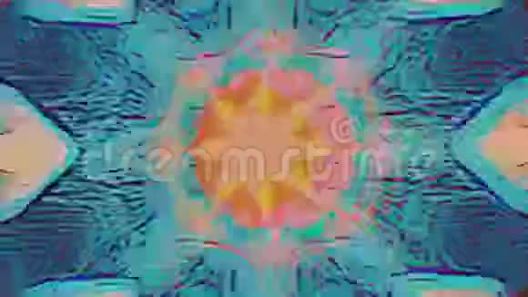 五颜六色的霓虹灯装饰图案迷幻的彩虹万花筒视频的预览图
