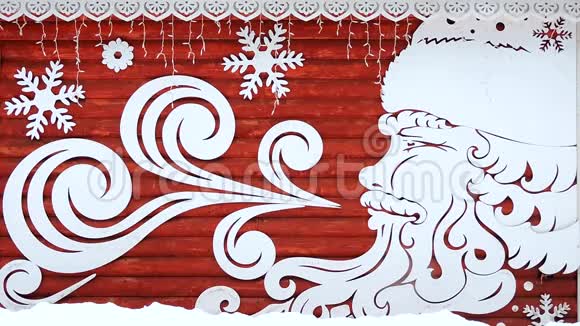 圣诞节新年贺卡装饰圣诞老人与雪花降雪视频的预览图