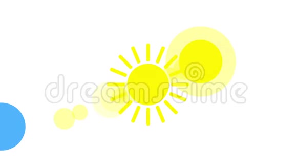 阳光和云图标动画带白色背景图标设计录像动画明亮太阳孤立漫画视频的预览图
