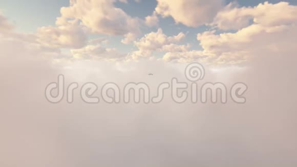 乘飞机在蓝天中穿过云层视频的预览图