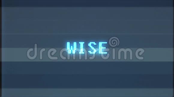 复古视频游戏WiseWord文字电脑电视故障干扰噪音屏幕动画无缝循环新品质视频的预览图
