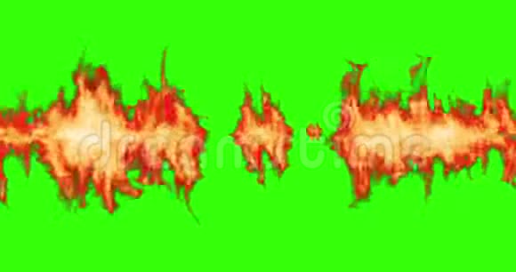 真实火焰火焰的水平线与烟雾在色度键绿色屏幕背景与阿尔法通道危险火焰视频的预览图