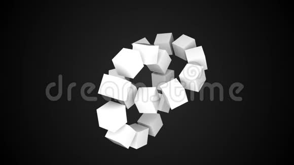 黑色空间中的两轮立方体几何三维渲染抽象计算机生成背景视频的预览图